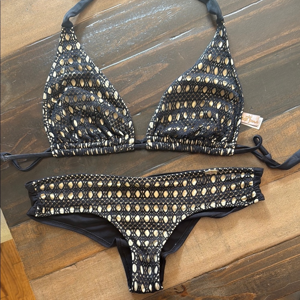 Luli Fama Black and Gold Bikini